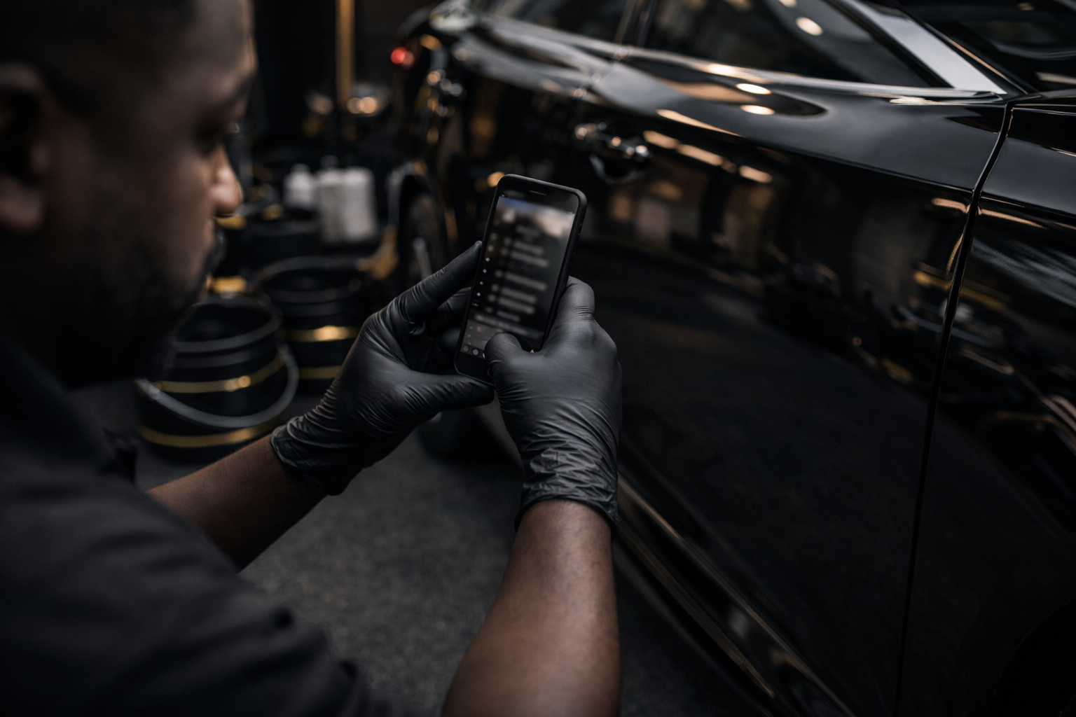 Steam cleaning luxury car interior
